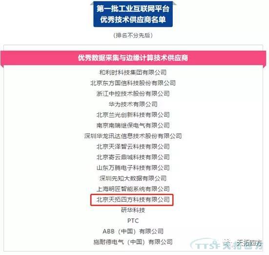 喜訊，天拓四方入選第一批工業(yè)互聯(lián)網(wǎng)平臺優(yōu)秀技術(shù)供應(yīng)商